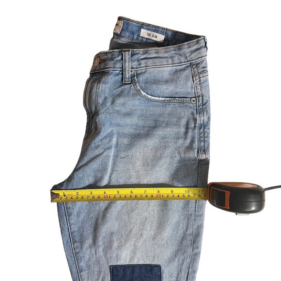 Kensie Blue Patchwork Jeans Women’s Size 6 / 28 Frayed Hem Denim - Picture 6 of 15